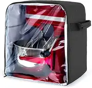 Luxja Dust Cover for 6-8 Quart KitchenAid Mixers (with a Bottom Padding Pad), Dust Cover (Clear Front Panel) for Stand Mixers and Extra Accessories (Compatible with All 6-8 Quart Stand Mixers), Black