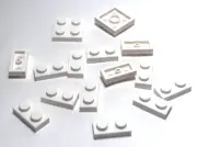 Lego - Lot of 15 - White, Plate 1 x 2, 2 x 2
