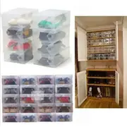 Foldable Clear Plastic Shoe Storage Box Stackable Organizer For Men