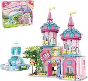 Girls Castle Building Blocks Set, 1546 PCS Pink Princess Castle Building Toy with Fountain, Girls Dream House Toy Gifts for Kids Ages 6-12 Years Old