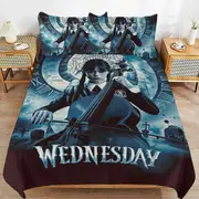 a1315 Wednesday Addams Duvet Cover Set, 3 Piece Bedding Set 86x70" Double Sided Printing Decorative Comforter Cover Set (1 Duvet Cover + 2 Pillow Sham