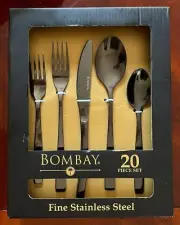 Bombay MIRANDA 20 pc Fine Stainless Steel Black Flatware Set Service for 4