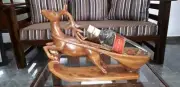 Mahogani Wooden Deer Table Wine Bottle Glass Holder 100% Handmade Natural Decor