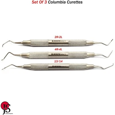 Universal Dental Curettes Scalers Columbia Periodontal Calculus Remover Set Of 3