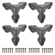 12pcs 33x33x33mm Metal Box Corner Protectors Edge Guard Black