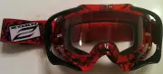ZOAN RED CROSSBONES GOGGLES CLEAR SPHERICAL LENS SNOWMOBILE DIRT SKIING ADULT