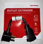 CyberPower Outlet Extender 2 Standard Grounded Outlets 6" Extension Cord NOS EOL