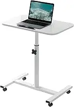 Overbed Table with Wheels, Adjustable Height Mobile Computer Desk, 60-95Cm/24-37in Lifting, 0-90° Folding, 360° Rotation, Thickened Desktop, for Bedroom, Office, Living Room, Dormitory