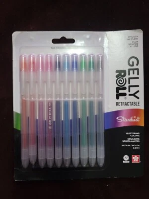 10 Sakura Stardust Glitter Gel Pens Gelly Roll Retractable Medium Point 50620