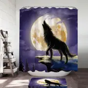 Cool Wolf Howls at a Full Moon Shower Curtain