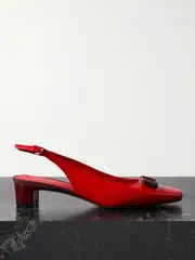 [Ferragamo] Ferragamo - Rivada Bow-embellished Patent-leather Slingback Pumps - Red - US10 US 10 Red