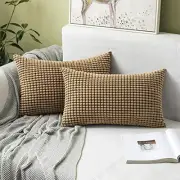 Pack of 2 Lumbar Pillow Covers Super Soft Corduroy 20" x 12" (Pack of 2) Brown