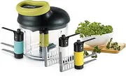 Tefal K13210 5-Second Chopper without Electricity, 900 ml, Universal Chopper for Vegetables, Fruits, Nuts, Garlic, Baby Food. Includes Additional Ice Crusher, Puree and Stirring Insert, Black/Green