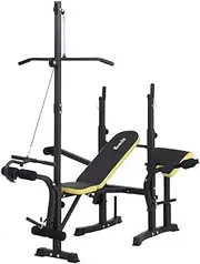 Everfit Weight Bench, 14-in-1 Multi Station Press Barbell Holder Gym Systems Fitness Chair Flat Incline Decline, Toning Exercise Equipment Military Row Leg Extension Preacher Curl, 200kg Weight Capacity