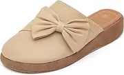 [GETMOREBEAUTY] Women's Cute Bow Mules Platform Clogs Closed Toe Slip-on Wedge Slides Sandals Summer Shoes