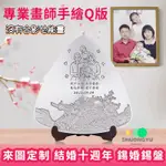 十週年紀念禮物  結婚十週年 錫婚 錫盤 十週年禮物 錫婚禮物 錫婚 全家福訂製 卡通手繪 牡丹錫盤 錫盤訂製 牡丹圓錫