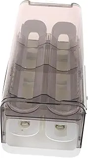 FUNNETOYU Press and Rolling Egg Dispenser Space Saving Transparent Egg Organizer for Refrigerator Sturdy Plastic Container with Lid Neat Design for Easy Access