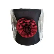 Large Curved Bell Shaped Cream Colored Victorian Flower Lamp Shade Black & Red