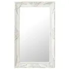 Antique Style Bathroom Wall Mirror Rectangle Elegant Baroque Pattern Frame White