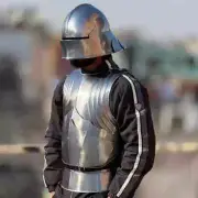 Medieval Knight Metal Gothic Cuirass & Sallet Helmet Warrior Costume Cosplay .