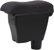 Compatible For Smart Fortwo Forfour Car Armrest Box Retrofit Parts Interior Storage Box 3USB Simple Use Car Accessories(B-black red 3 usb)