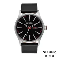 在飛比找蝦皮商城優惠-NIXON SENTRY 極簡復刻 黑 銀紅刻 黑錶 皮錶帶