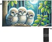 GAIGEO Moonlight Owls Forest Green Sand Free Beach Towel Lightweight Towels Quick Dry Large Pool Towels Oversized Beach Accessories Travel 71 x 31 Inch