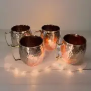 Copper Cure Hammered Moscow Mule Mug -Set Of 4 NEW!