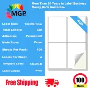 100 A4 Self Adhesive Paper Labels 4up Office Mailing Sticker 139X99.1mm inkjet