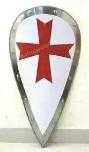 Medieval Knight Templar Shied Crusader Metal Shield with Red Cross Armor Shield