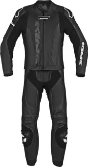 Spidi Laser Touring Two Piece Motorcycle Leather Suit, black-white, Size 52 for Men Black White