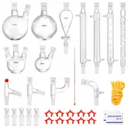VEVOR Lab Distillation Kit, 3.3 Boro Lab Glassware Distillation Kit with 24, 40 Joint, 1000ml Essential Oil Distillation Apparatus Kit, 32 pcs Set of
