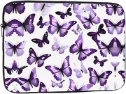 White Purple Butterflies Laptop Case, Computer Case Laptop Gifts for Men Women for Travel Abroad