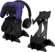 FYY Game Controller Holder 2 Tiers - Universal Dual Controller Stand Gaming Headset Holder, Acrylic Clear Controller Display Stand