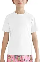 Plain Top 50+ Rash Guard Swim Shirts Kids Teens Athletic Short Sleeve T Shirt Fishing Surfing Water Beach Tops Running Workout Gym Active Tee Shirt Thermal Top for Boys