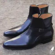 Handmade men black jodhpur boots, leather boots for mens, men monk strap boots