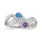 Custom Birthstone Rings 1- 3 Stones Sterling Silver, Mothers Day Jewelry Ring