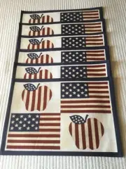 American Farmhouse Stars/Stripes 4th of JULY Cotton Placemats 13 x 19” SET/6