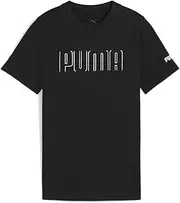 B 687809 Casual Sports Graphic T-Shirt, Boys, 25 Spring Summer Color Puma Black (01), 110