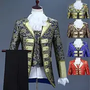 Retro Vintage Medieval Coat Corset Pants Prince Aristocrat Print Jumpsuit / Pantsuit Men's Christmas Carnival New Year Party Queen's Platinum Jubilee 2022 Eliz