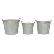 3pc Pot Ornament Plant/Flower Container Home/Garden Yard DecorLarge Zinc Green