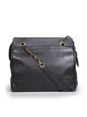 Black Caviar Leather Triple CC Shoulder Bag