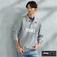 在飛比找蝦皮商城優惠-JEEP 男裝 率性文字印花長袖POLO衫-灰色