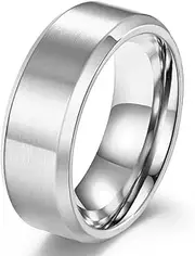 [SCOCCA] Matte Simple Titanium Steel Ring, Matte Stainless Steel Ring for Men And Women