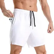 [Gerlobal] Men's 7" Athletic Running Shorts Lightweight Quick Dry Gym Workout Shorts with Zipper Pockets