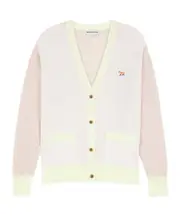 Maison Kitsuné Baby Fox Patch Color Block Knit Cardigan S,XL,XS,L,M White