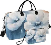 [ZRYSMY] Blue Floral Abstract Duffel Bag for Traveling, Travel Bag Gym Bag, with Multiple Interior Pockets Shoulder Weekender Bag for Women Men with Toiletry Bag 20.5L x 1.9W x 13.8H, Multi-Colored, one