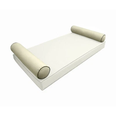 *COVER ONLY* Style5 Full Size 52"x8" Contrast Piped Trim Bolster Slipcover AD005