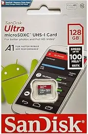 SanDisk 128GB Ultra Micro SD Card 100MB/s Class 10 A1 UHS-I Mobile Memory Card SDSQUAR-128G
