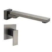 Watermark Gun Metal Square Swivel Wall Bath Tub Spout Basin Hot Cold Tap Faucet Outlet